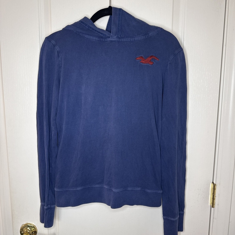 Hollister California Men's Lightweight Hoodie Pullover Blue Embroidered Logo S